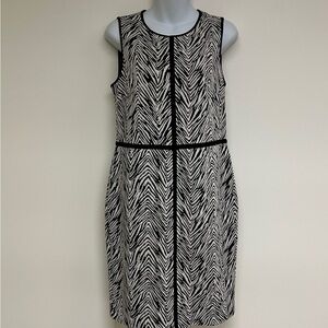 Ann Taylor Black & White Sleeveless Zebra Print Sheath Dress Sz 8